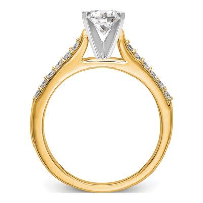 14K Yellow Gold Lab-Grown Diamond Two Tone Peg Engagement Ring Semi-Mount – view 2