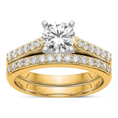 14K Yellow Gold Lab-Grown Diamond Two Tone Peg Engagement Ring Semi-Mount – view 4