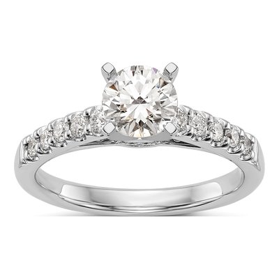 14K White Gold Diamond Engagement Ring Semi-Mount