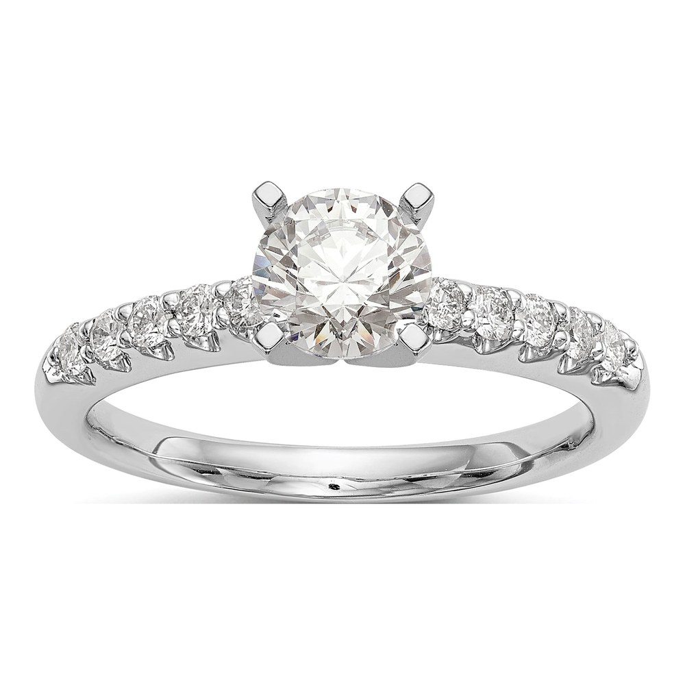 14K White Gold Peg Set Diamond Engagement Semi-Mount
