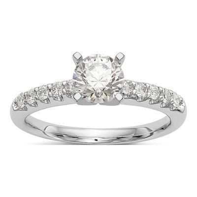 14K White Gold Diamond Peg Set Engagement Ring Semi-Mount