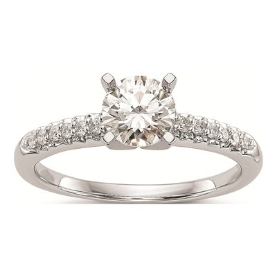 10K White Gold Diamond Peg Engagement Engagement Ring Semi-Mount