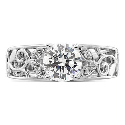 14K White Gold Diamond Leaf Engagement Engagement Ring Semi-Mount – view 6