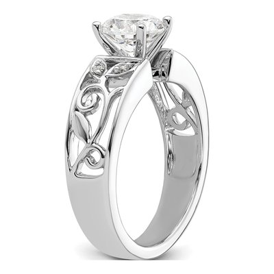 14K White Gold Diamond Leaf Engagement Engagement Ring Semi-Mount – view 8