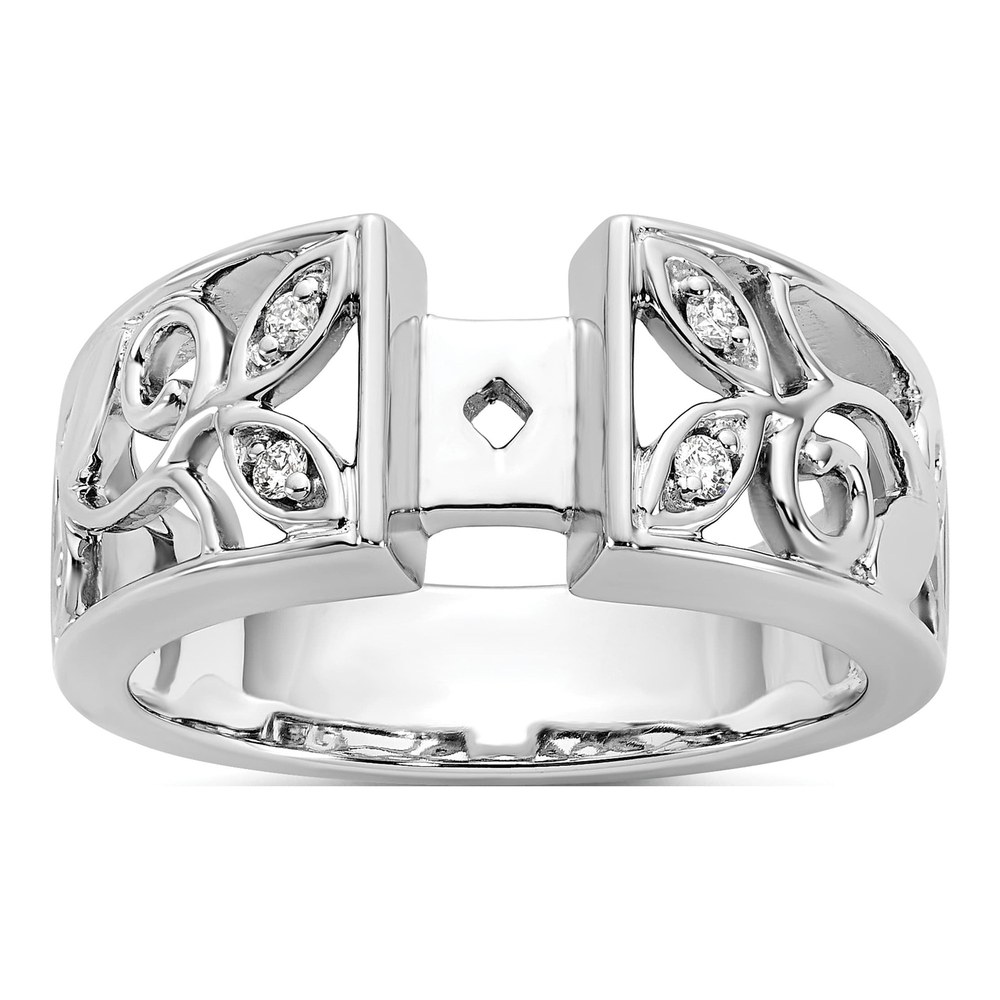 14K White Gold Leaf Semi-Mount Engagement Ring
