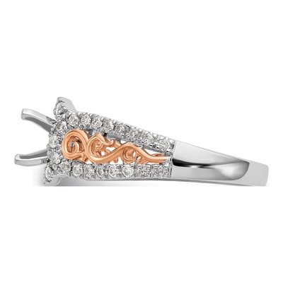 14K Two-Tone Gold Diamond Peg Set Engagement Ring Semi-Mount – view 3