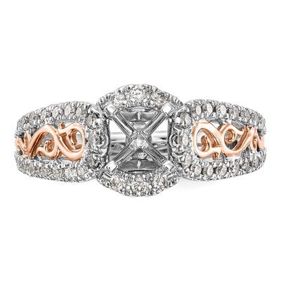 14K Two-Tone Gold Diamond Peg Set Engagement Ring Semi-Mount – view 4