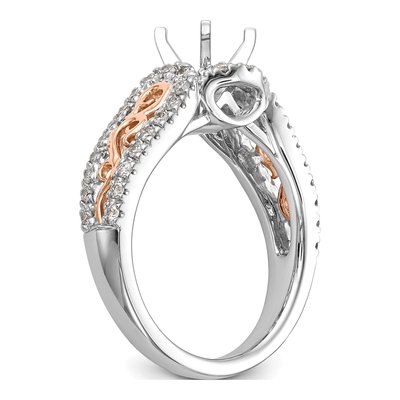 14K Two-Tone Gold Diamond Peg Set Engagement Ring Semi-Mount – view 6