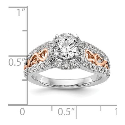 14K Two-Tone Gold Diamond Peg Set Engagement Ring Semi-Mount – view 7