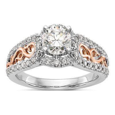 14K Two-Tone Gold Diamond Peg Set Engagement Ring Semi-Mount