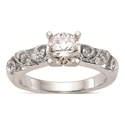 14K White Gold Diamond Engagement Ring Mounting
