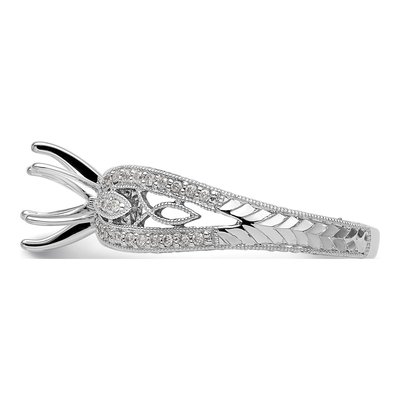 14K White Gold Diamond Vintage Engagement Ring Semi-Mount – view 3