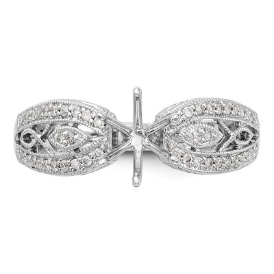 14K White Gold Diamond Vintage Engagement Ring Semi-Mount – view 4