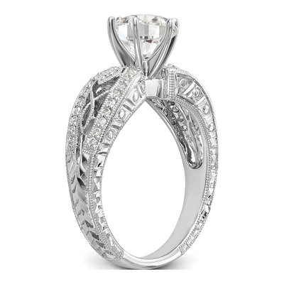 14K White Gold Diamond Vintage Engagement Ring Semi-Mount – view 6