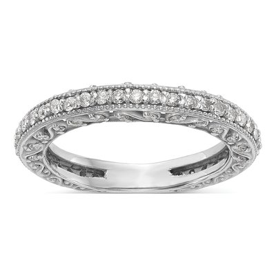 14K White Gold 1/2 ct tw Diamond Wedding Band