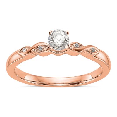 14K Rose Gold Diamond Engagement Ring Semi-Mount