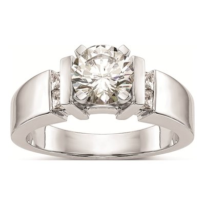 14K White Gold Diamond Engagement Ring Mounting