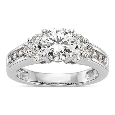14K White Gold Lab-Grown Diamond Center Round Channel Engagement Ring Semi-Mount