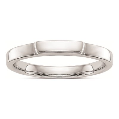 14K White Gold Contoured Wedding Band