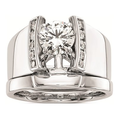 14K White Gold Peg Set Channel Engagement Ring Mounting – view 7