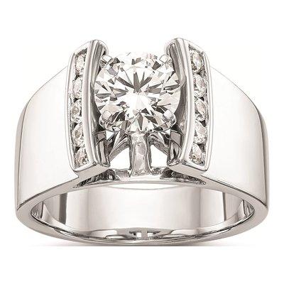 14K White Gold Peg Set Channel Engagement Ring Mounting