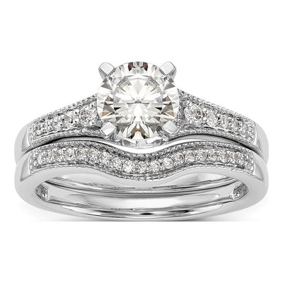 14K White Gold Peg Set Diamond Semi-Mount Ring – view 7