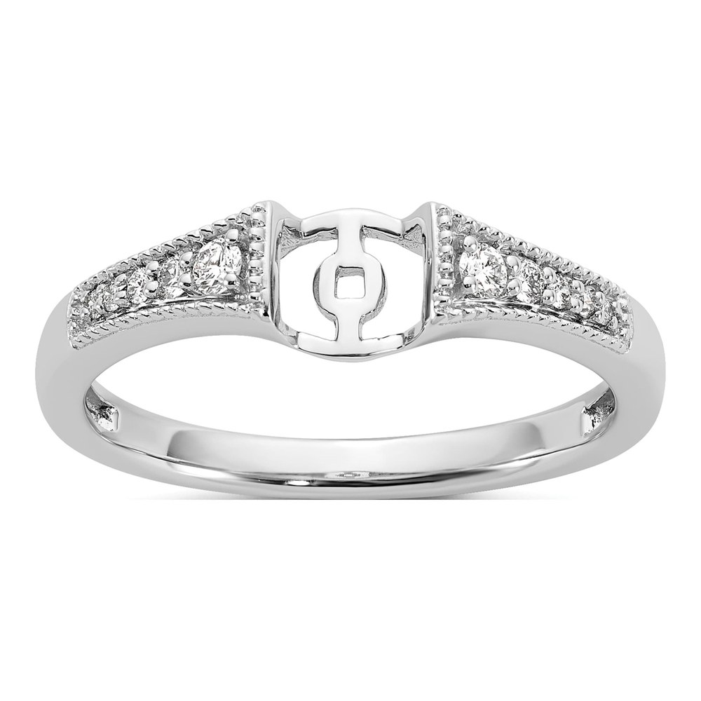 14K White Gold Peg Set Diamond Semi-Mount Ring