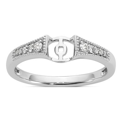 14K White Gold Diamond Peg Engagement Ring Semi-Mount