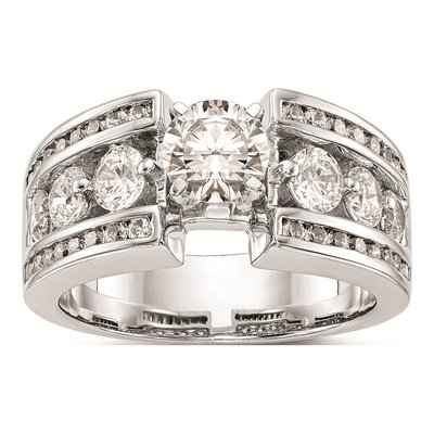 14K White Gold Diamond Engagement Ring Mounting