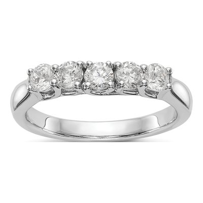 14K White Gold Diamond Wedding Band, 0.6 ctw