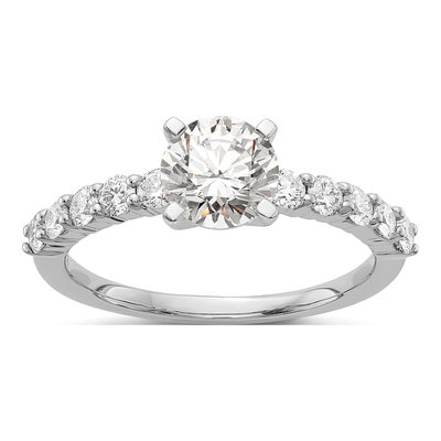 14K White Gold Peg Set Engagement Ring Mounting