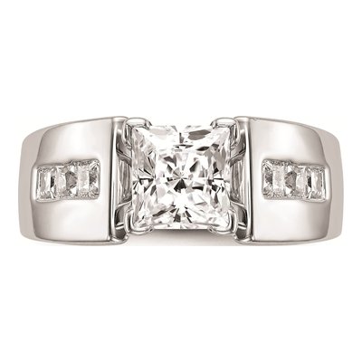 14K White Gold Princess Diamond Engagement Ring Mounting – view 4