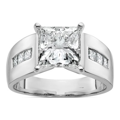 14K White Gold Princess Diamond Engagement Ring Mounting – view 8