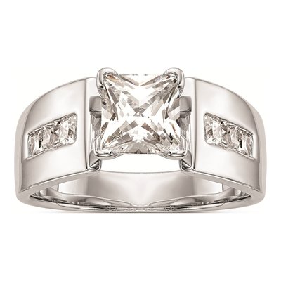 14K White Gold Princess Diamond Engagement Ring Mounting