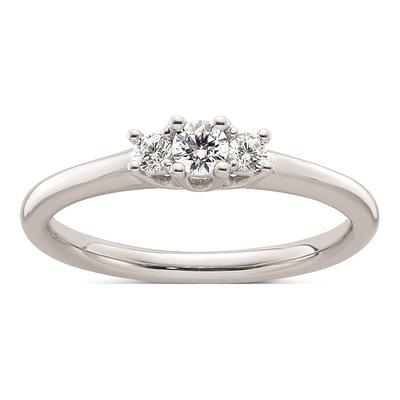 14K White Gold 3-Stone Engagement Ring Mounting