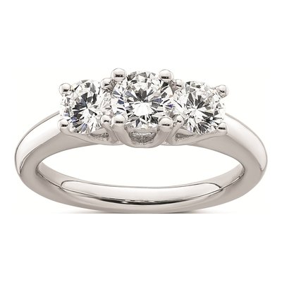 14K White Gold 3-Stone Engagement Ring Mounting