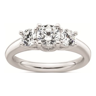 14K White Gold 3-Stone Engagement Ring Mounting