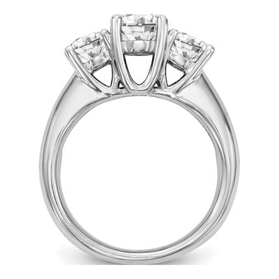 14K White Gold 3-Stone Sz Engagement Ring Mounting – view 2