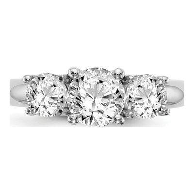 14K White Gold 3-Stone Sz Engagement Ring Mounting – view 4