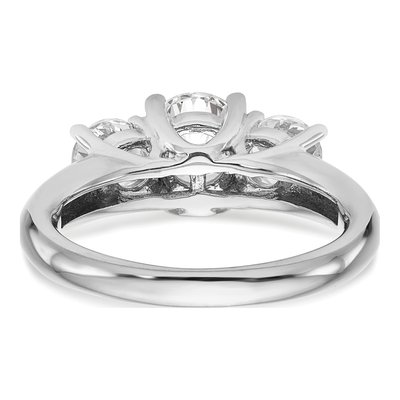 14K White Gold 3-Stone Sz Engagement Ring Mounting – view 5