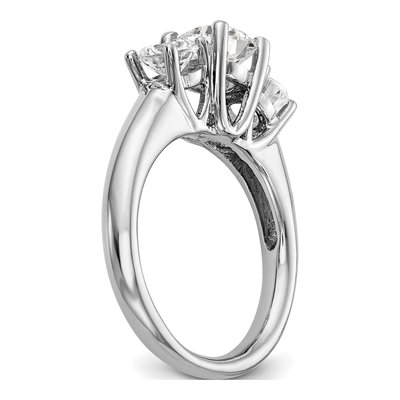 14K White Gold 3-Stone Sz Engagement Ring Mounting – view 6