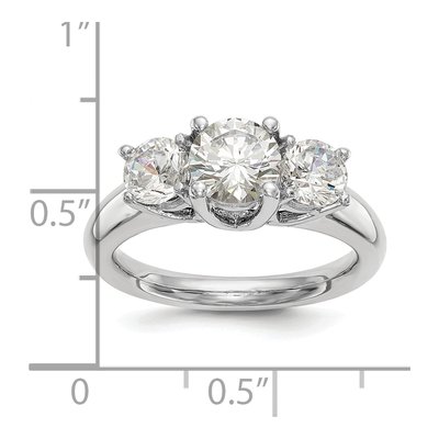14K White Gold 3-Stone Sz Engagement Ring Mounting – view 7