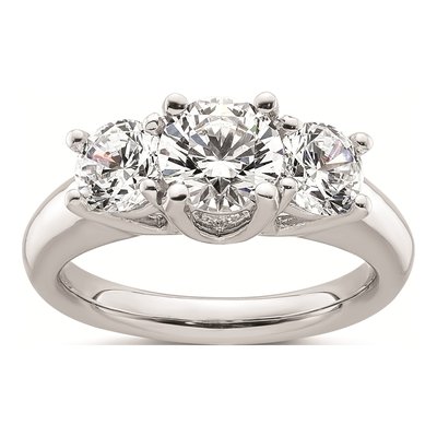 14K White Gold 3-Stone Engagement Ring Mounting