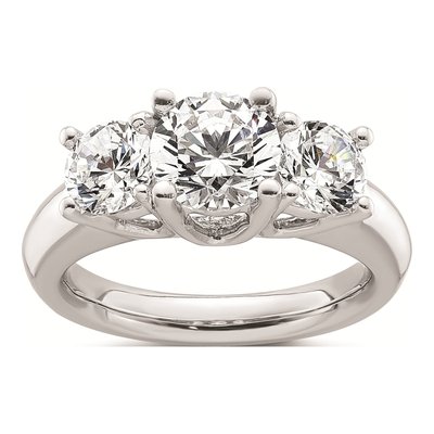 14K White Gold 3-Stone Engagement Ring Mounting