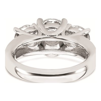 14K White Gold 3-Stone Engagement Ring Mounting – view 6