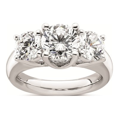 14K White Gold 3-Stone Engagement Ring Mounting