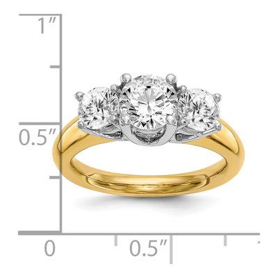 14K Two-Tone Gold 3-Stone Ring Mounting – view 7