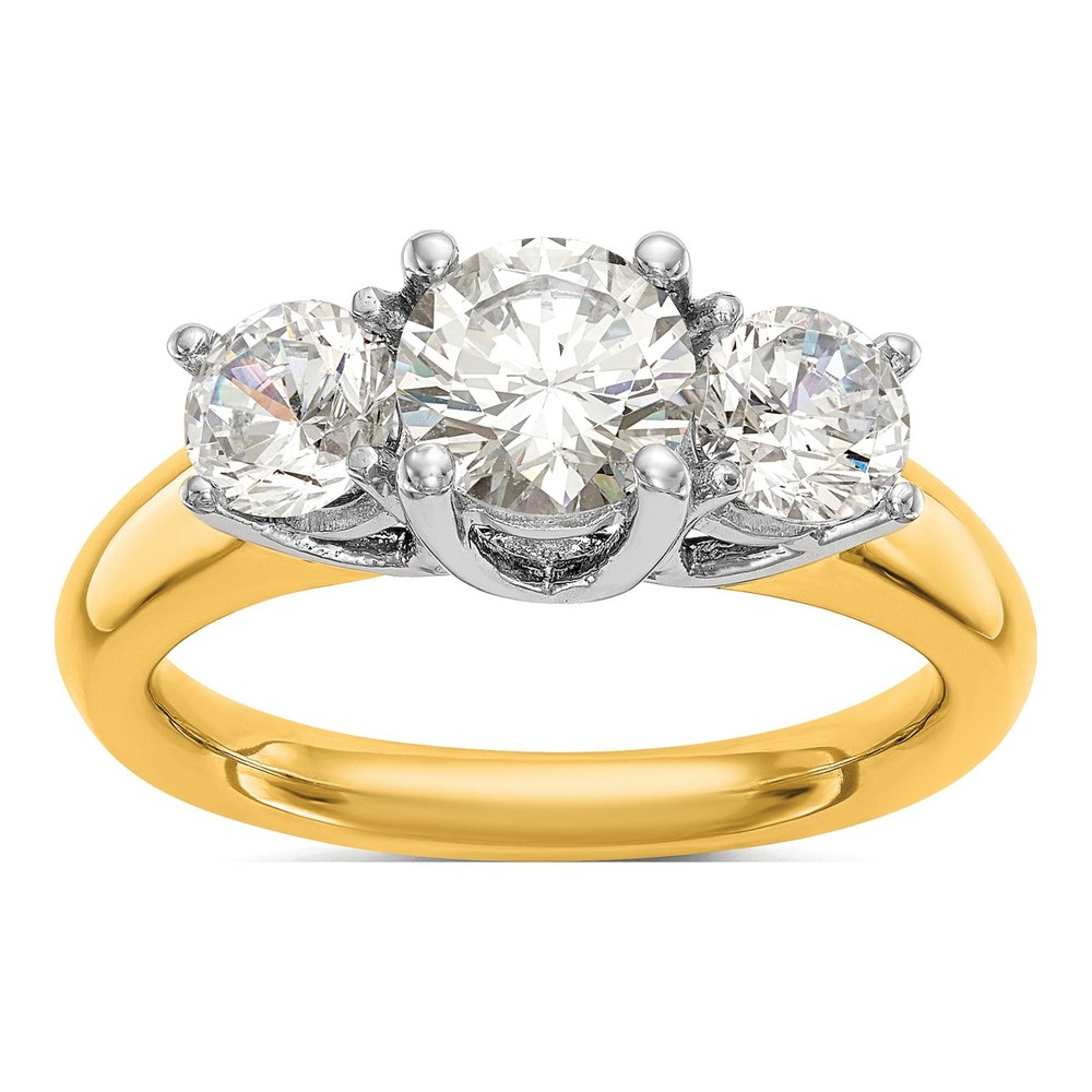 14K Two-Tone Gold 3-Stone Ring Mounting