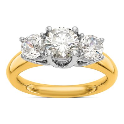 14K Two-Tone Gold 3-Stone Ring Mounting