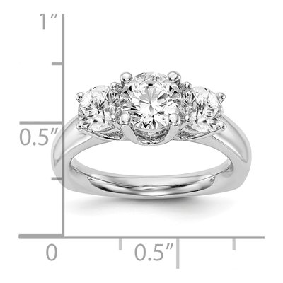 14K White Gold 3-Stone Ring Mounting – view 7